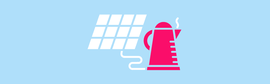 kettle being charged by solar panels