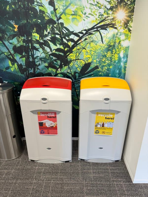 separate waste bins in the Powershop office