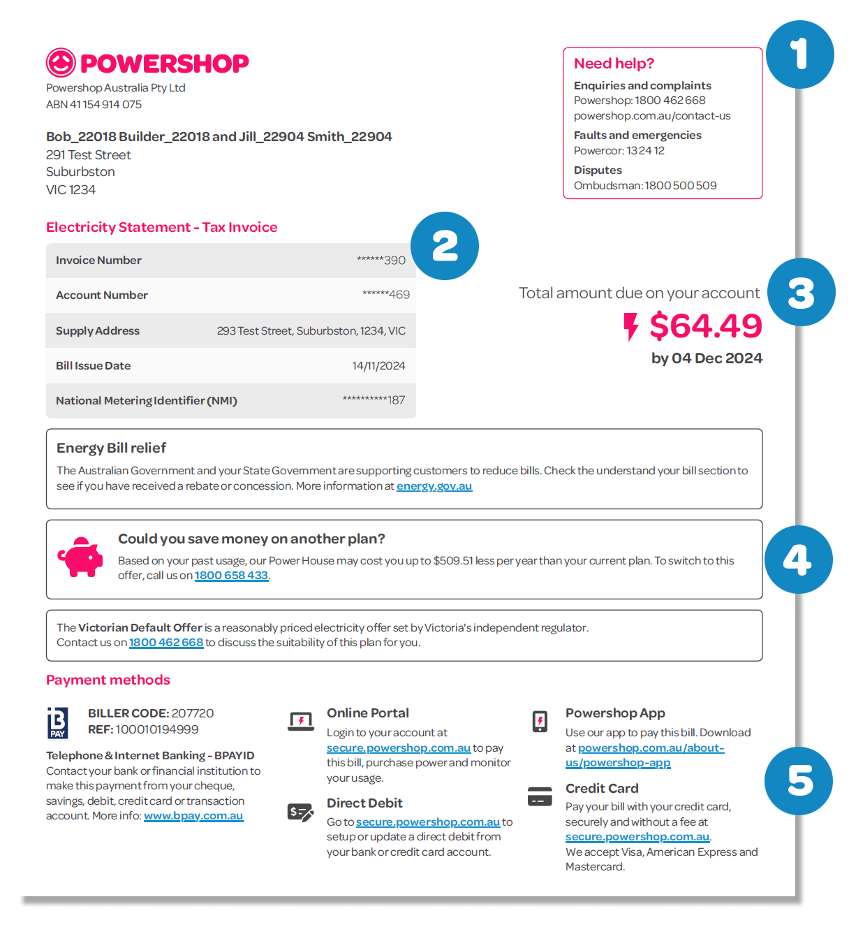 Bill Explainer - Electricity - page 1